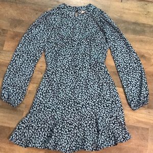 Blue leopard high neck dress